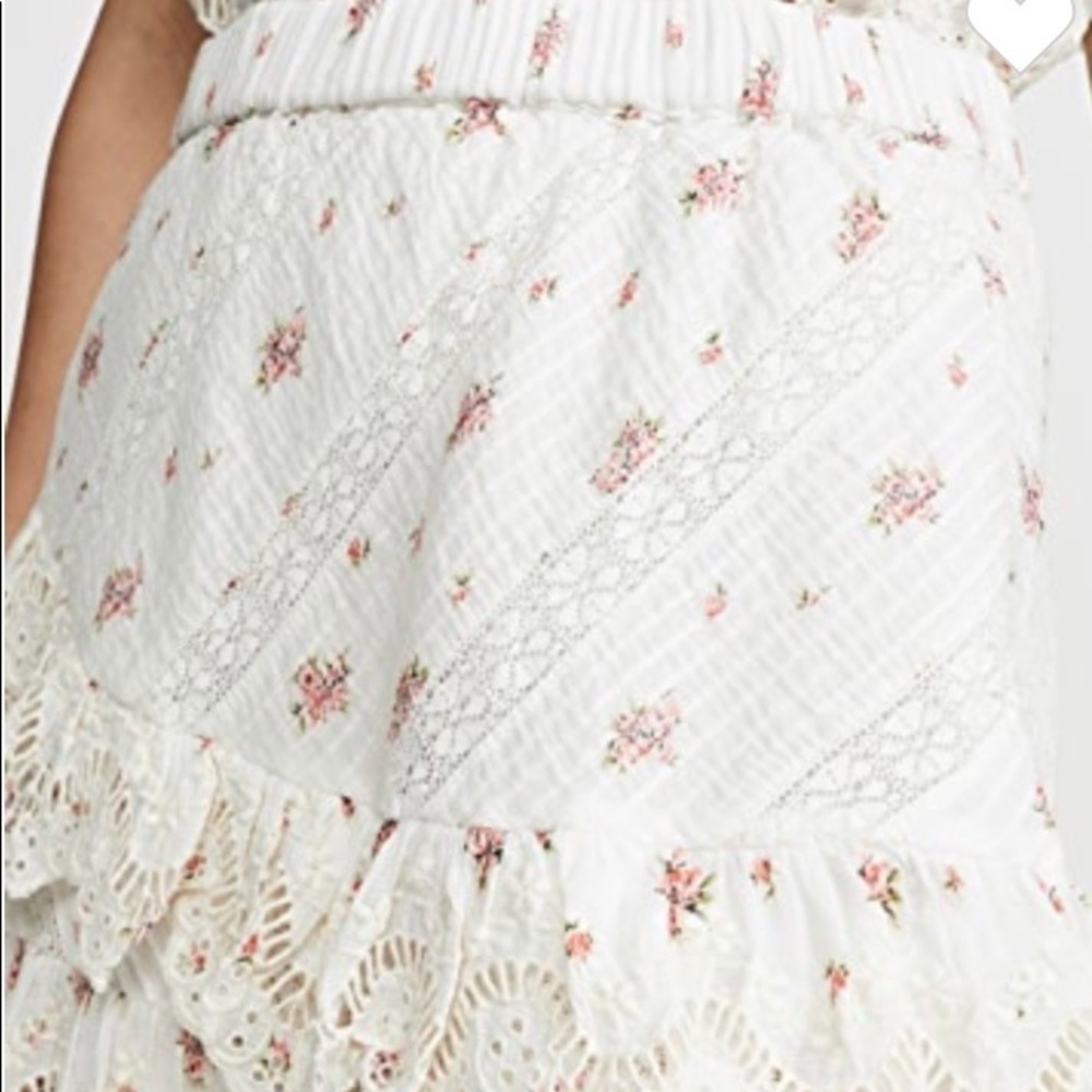 LoveShackFancy Emma ruffled floral skirt french cream combo - Picture 3 of 13